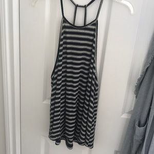 Black and white striped racer back tank